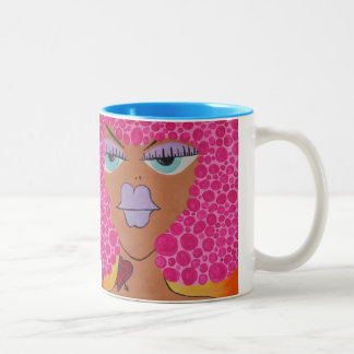 Bicolor Taza de café afro del tatuaje de la mujer del