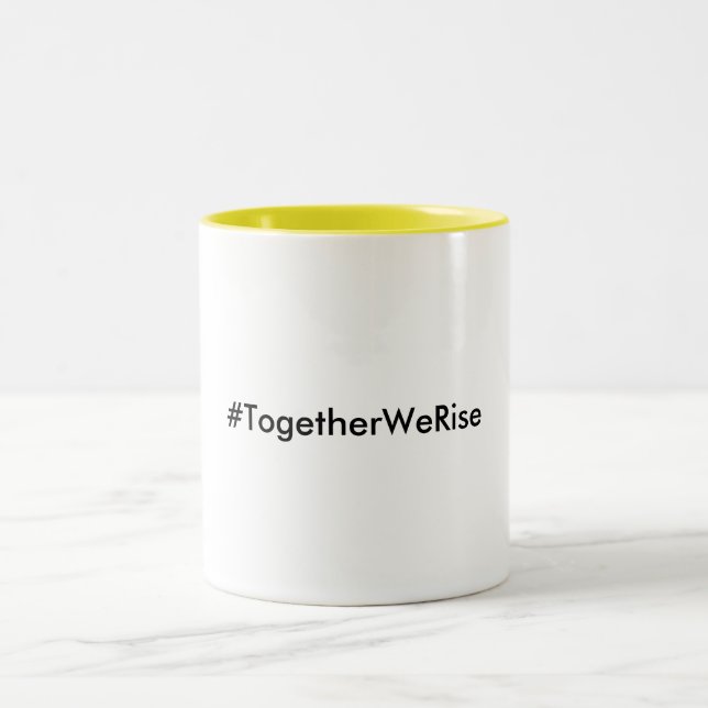 Bicolor Taza de café amarilla del #TogetherWeRise (Centro)