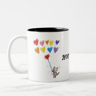 Bicolor Taza de café AMOR TÚ GATO