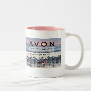 Bicolor Taza de café anillada rosada de AVON