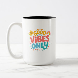 Bicolor Taza de café arcoíris de buenas vibras