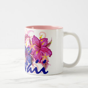 Bicolor Taza de café artística de las flores coloridas d
