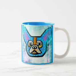 Bicolor Taza de café azul de Frenchie