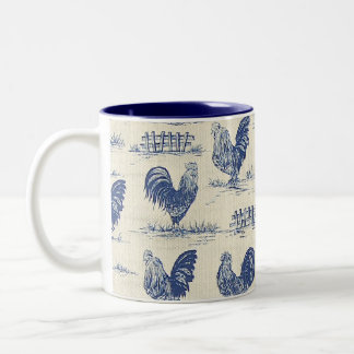 Bicolor Taza de café azul de los gallos del país francés