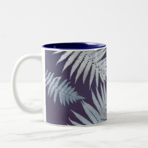 Bicolor Taza de café azul helecho de jardín