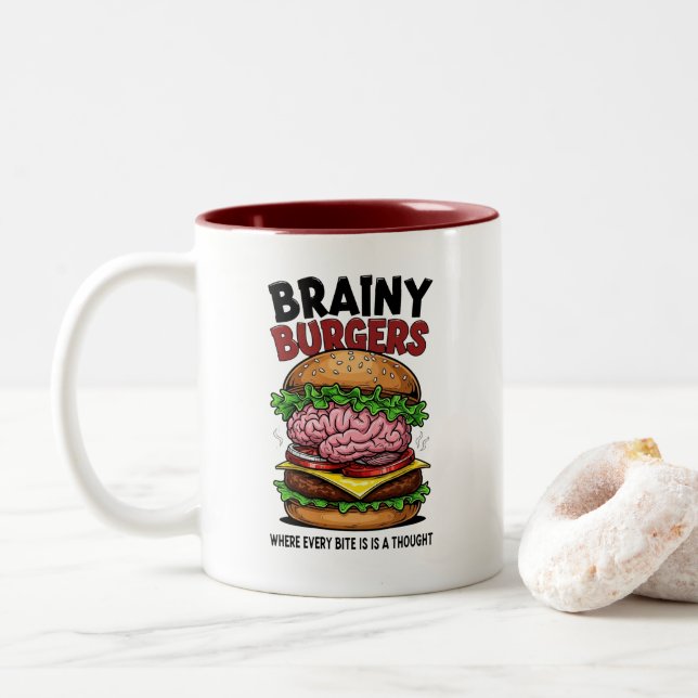 Bicolor Taza de café Brainy Burgers (Con donut)