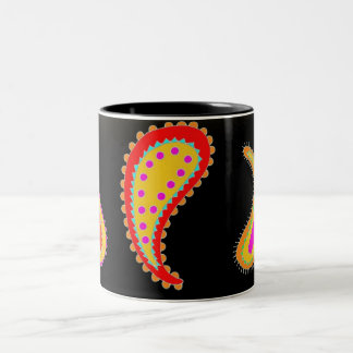 Bicolor Taza de café brillante de Paisley