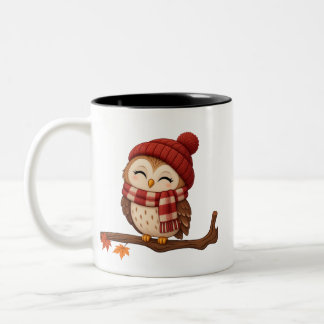 Bicolor Taza de café búho de otoño acogedor