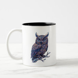 Bicolor Taza de café búho ornamentado místico - Arte celes