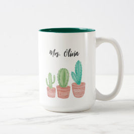 Bicolor Taza de café Cactus de agradecimiento a maestros