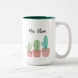 Bicolor Taza de café Cactus de agradecimiento a maestros