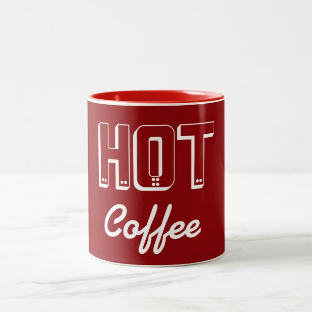 Bicolor Taza de café caliente retro roja (Centro)