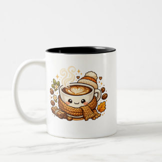 Bicolor Taza de café Cappuccino acogedora y linda