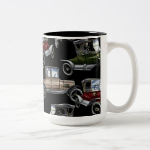 Bicolor Taza de café clásica de los coches de la nostalg