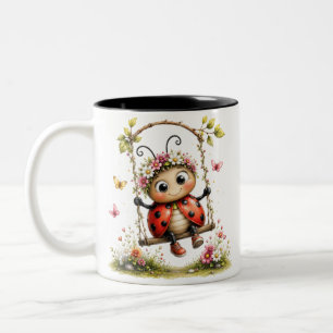 Bicolor Taza De Café Colorida De Mariquita Retro Taza De C