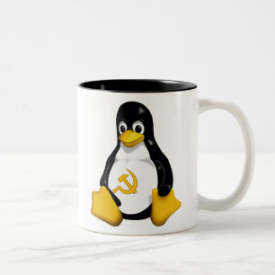 Bicolor Taza de café comunista del pingüino (Linux)