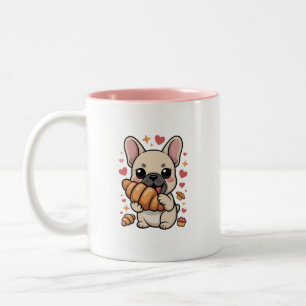 Bicolor Taza de café con adorable Bulldog Francés