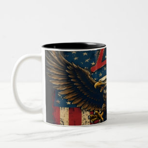 Bicolor Taza de café con bandera estadounidense patriótica