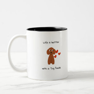 Bicolor taza de café con Caniche Toy lindo