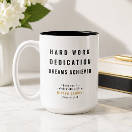 Bicolor Taza de café con cita moderna de graduación