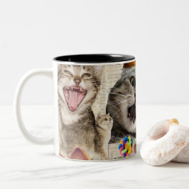 Bicolor Taza de café con collage de gatos
