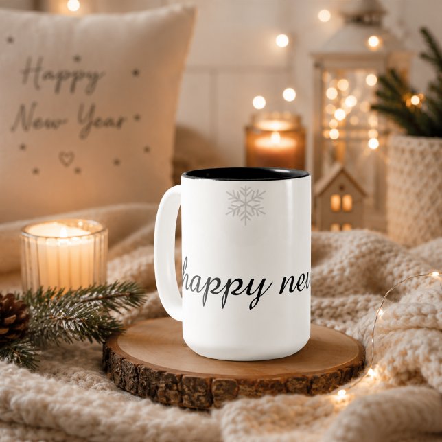 Bicolor Taza de café con copo de nieve para el Año Nuevo F (Subido por el creador)