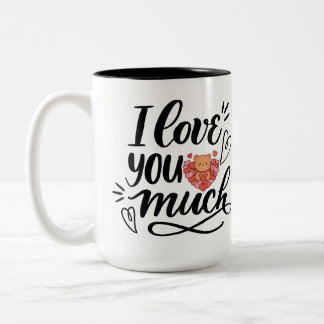 Bicolor Taza de café con corazón de caligrafía que dice Te
