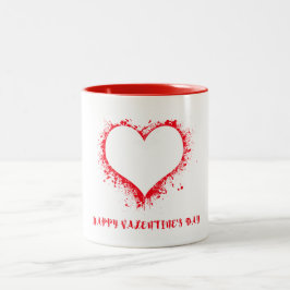 Bicolor Taza de café con corazón de salpicaduras artística