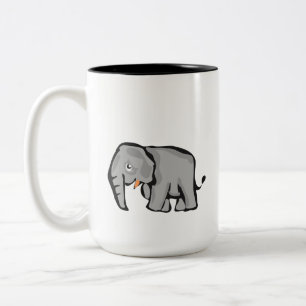 Bicolor Taza de café con elefante de dibujos animados lind