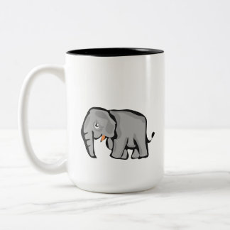 Bicolor Taza de café con elefante de dibujos animados lind