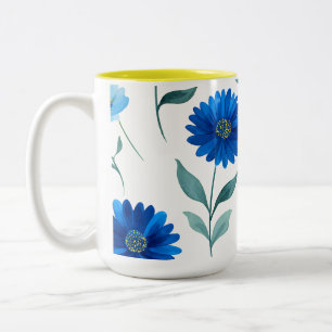 Bicolor Taza de café con encantadora impresión floral
