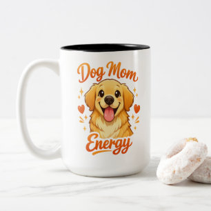 Bicolor Taza de café con energía de mamá de perro lindo Re
