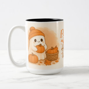Bicolor Taza de café con envoltorio de fantasma lindo de g