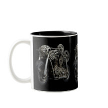 Taza de café con equipo de motocicleta negro