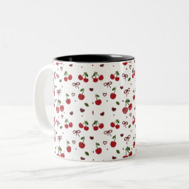 Bicolor Taza de café con estampado de cereza y lazo 