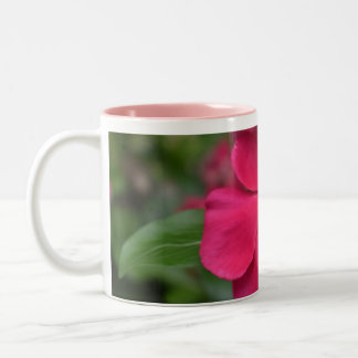 Bicolor Taza de café con flores de tono rosa