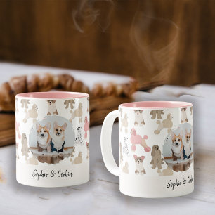 Bicolor Taza de café con foto de perro personalizada   Pat