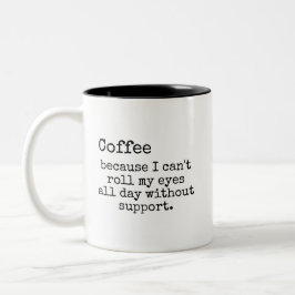 Bicolor Taza de café con gesto sarcástico de rodar los ojo