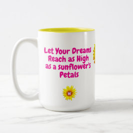 Bicolor Taza de café con girasoles (Cita motivacional para