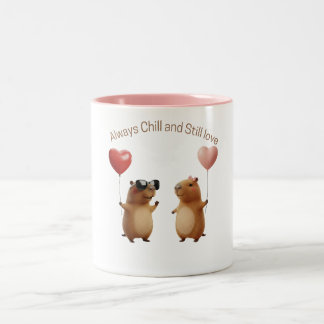 Bicolor Taza de café con globo de pareja de San Valentín d