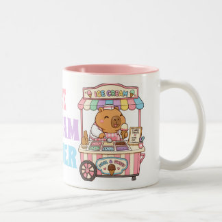 Bicolor Taza de café con helado pastel de capibara Kawaii 