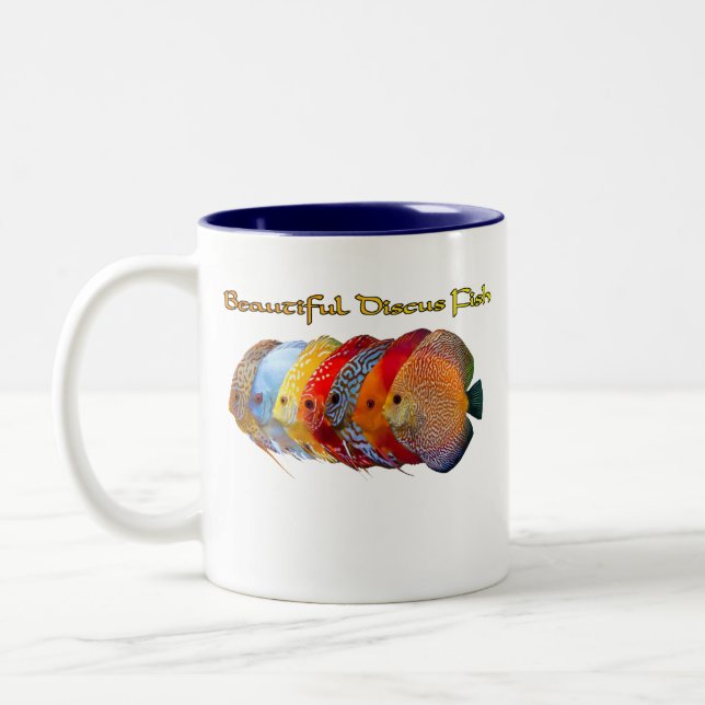 Bicolor Taza de café con hermosos peces disco (Izquierda)