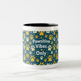 Bicolor Taza de café con huella de perro Vibraciones Posit