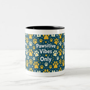 Bicolor Taza de café con huella de perro Vibraciones Posit
