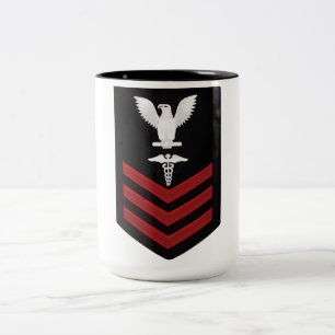 Bicolor Taza de café con insignia de sanitario de la Marin