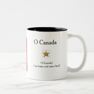 Bicolor Taza de café con la bandera canadiense y el título