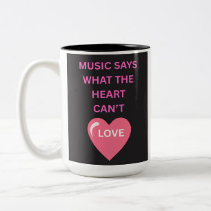 Bicolor Taza de café con la cita 'La música dice lo que lo