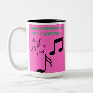 Bicolor Taza de café con la cita 'La música dice lo que lo