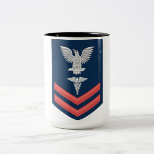 Bicolor Taza de café con la insignia de Hospital Corpsman