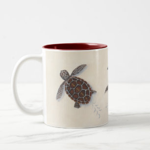 Bicolor Taza de café con las tortugas de mar del bebé